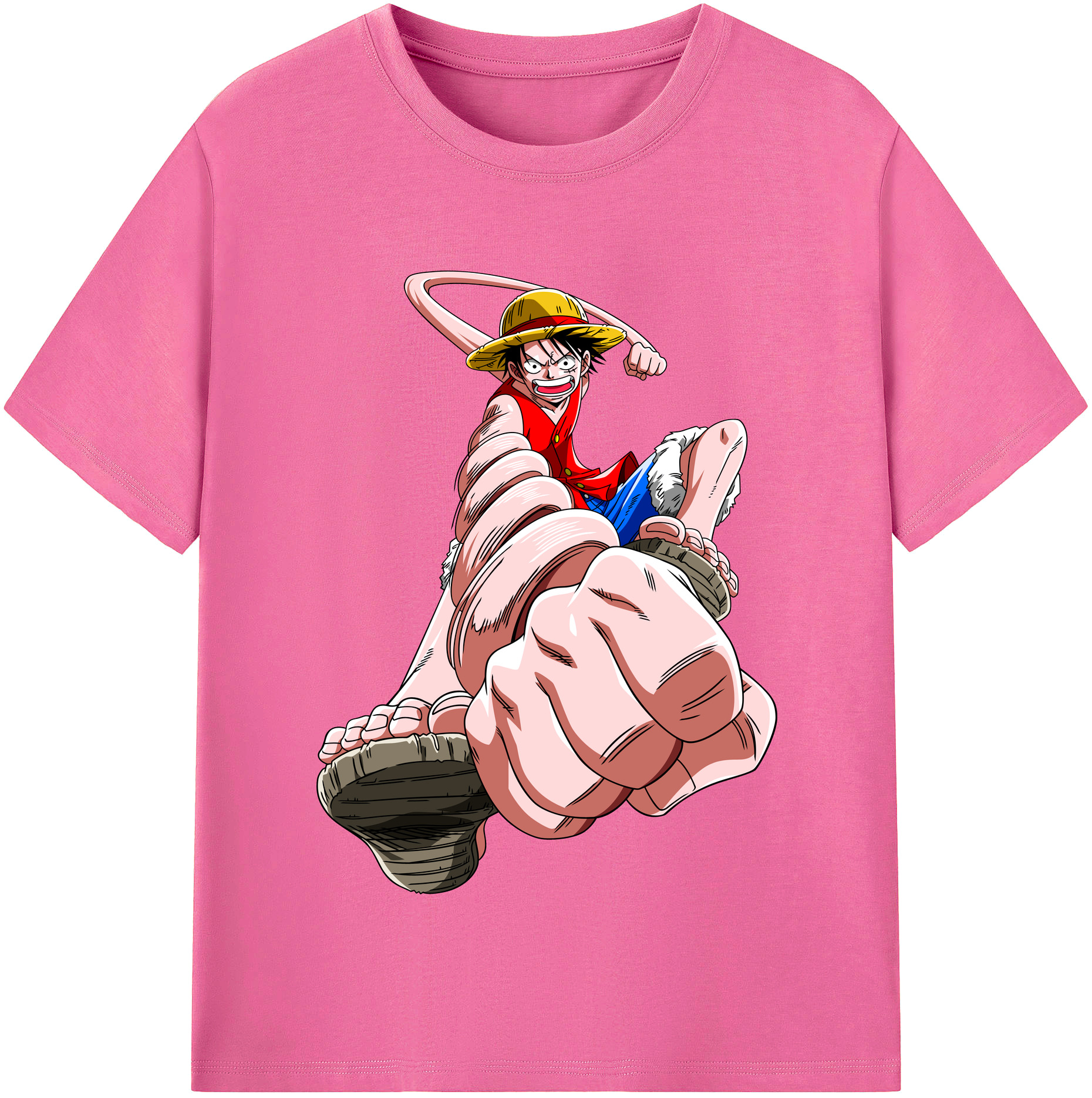 ワンピース モンキー・D・ルフィ ONE PIECE Monkey D. Luffy レディースカジュアルプリントTシャツ（綿100％）